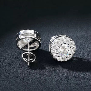 Gold Silver Vvs1 Moissanite Stud Round Earrings