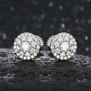 Gold Silver VVS1 Moissanite Diamond Round Stud Earrings