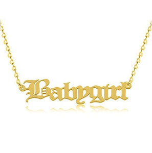 Gold Personalized Old English Name Necklace Chain