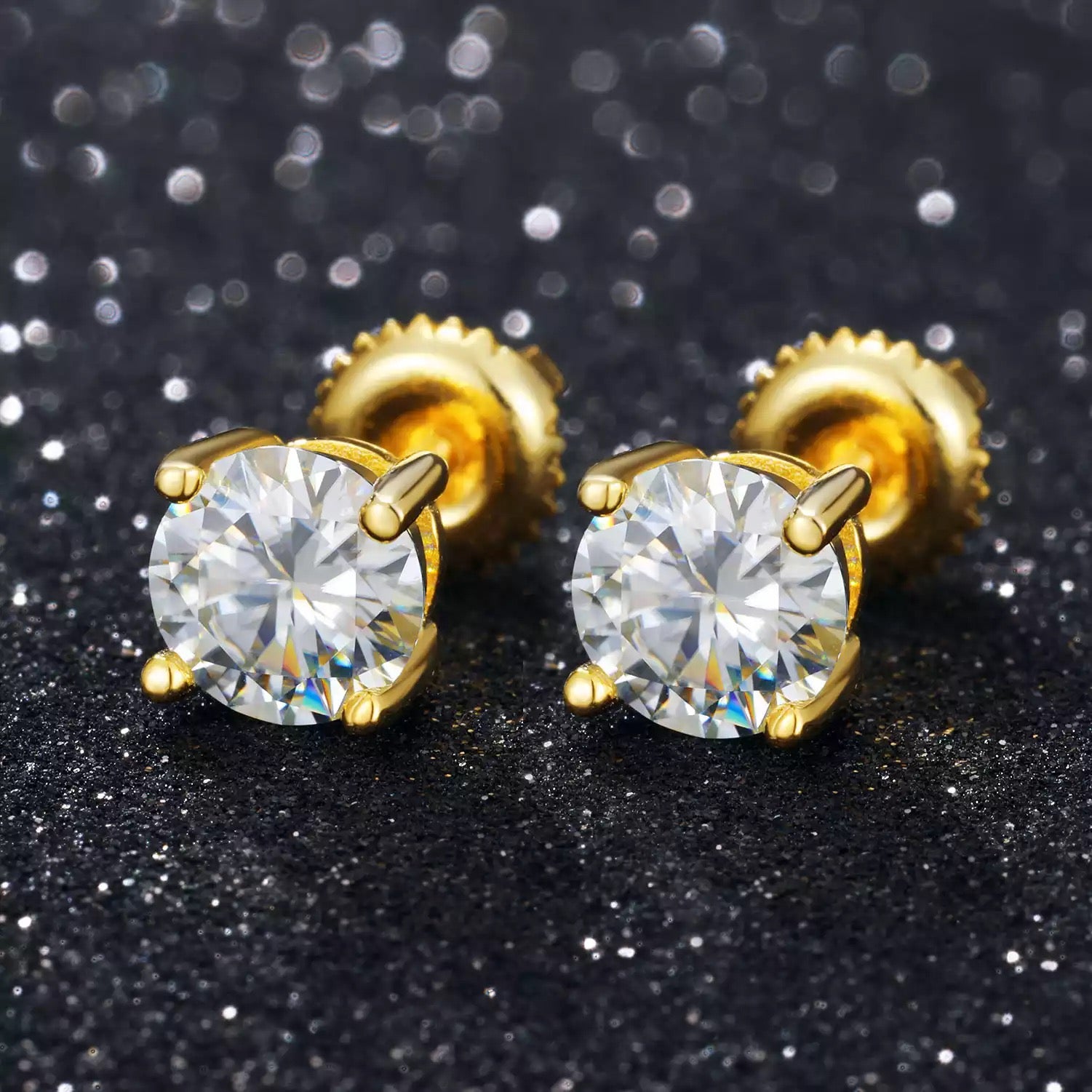 Gold silver VVS1 Moissanite Stud Earrings