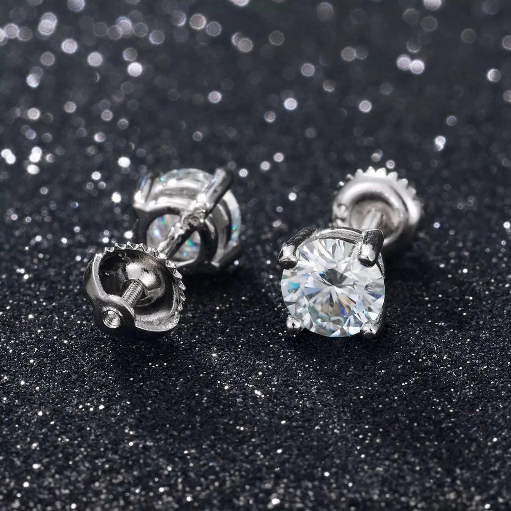 Gold silver VVS1 Moissanite Stud Earrings