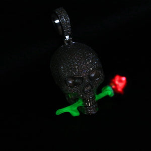 925 silver glow in the dark skull Moissanite Pendant