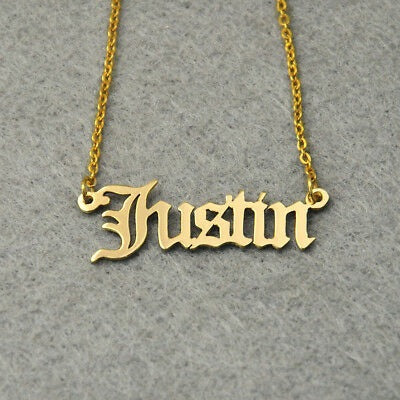 Gold Personalized Old English Name Necklace Chain