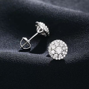 Gold Silver VVS1 Moissanite Diamond Round Stud Earrings