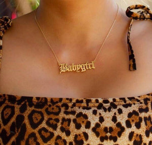 Gold Personalized Old English Name Necklace Chain