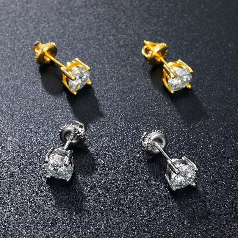 Gold silver VVS1 Moissanite Stud Earrings