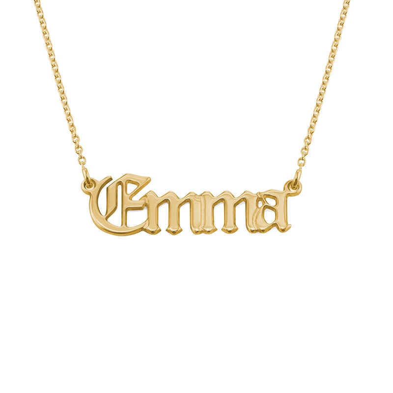 Gold Personalized Old English Name Necklace Chain