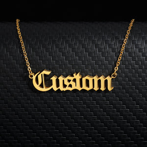 Gold Personalized Old English Name Necklace Chain