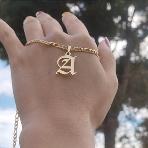 14K Gold Filled Old English Letters Initial  Necklaces