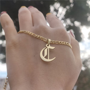 14K Gold Filled Old English Letters Initial  Necklaces