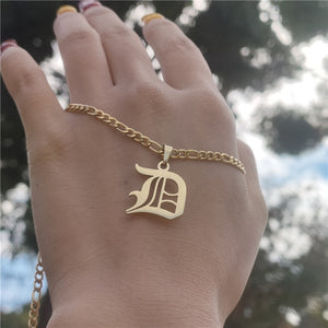 14K Gold Filled Old English Letters Initial  Necklaces