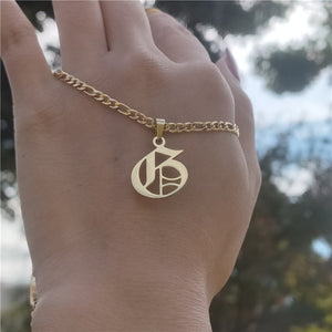 14K Gold Filled Old English Letters Initial  Necklaces