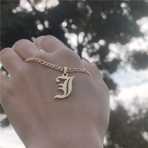 14K Gold Filled Old English Letters Initial  Necklaces