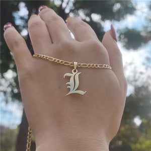 14K Gold Filled Old English Letters Initial  Necklaces