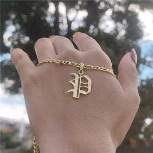 14K Gold Filled Old English Letters Initial  Necklaces