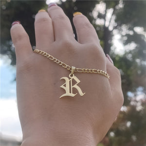 14K Gold Filled Old English Letters Initial  Necklaces