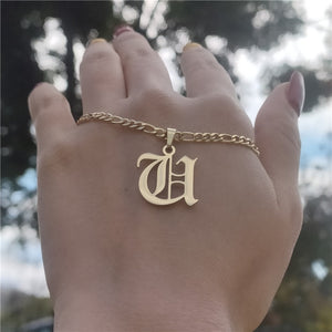 14K Gold Filled Old English Letters Initial  Necklaces