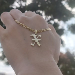 14K Gold Filled Old English Letters Initial  Necklaces