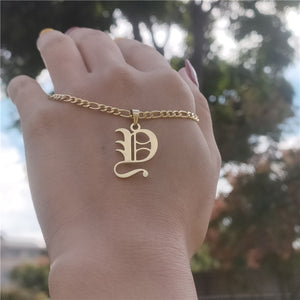 14K Gold Filled Old English Letters Initial  Necklaces