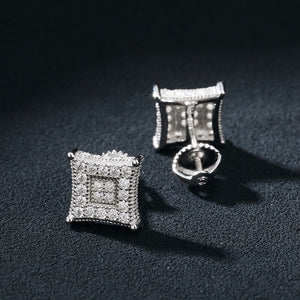 Gold Silver VVS1 Moissanite Square Stud Earrings