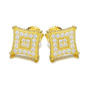 Gold Silver VVS1 Moissanite Square Stud Earrings