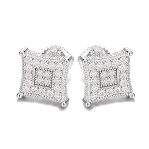 Gold Silver VVS1 Moissanite Square Stud Earrings