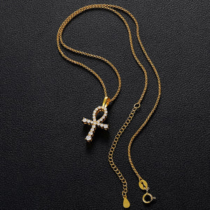 Gold Silver Egyptian Cross VVS1 Moissanite Necklace