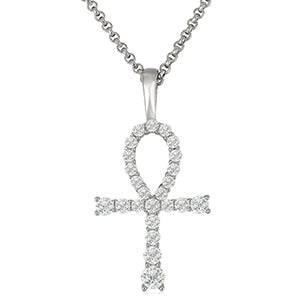 Gold Silver Egyptian Cross VVS1 Moissanite Necklace