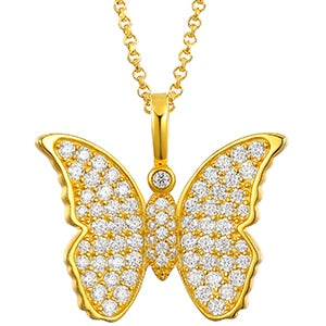 Gold Silver Butterfly VVS1 Moissanite Pendant Necklace