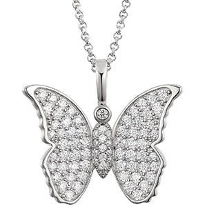 Gold Silver Butterfly VVS1 Moissanite Pendant Necklace