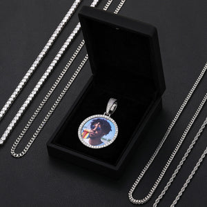 Gold Silver Custom Photo Memory VVS1 Moissanite Pendant Necklace